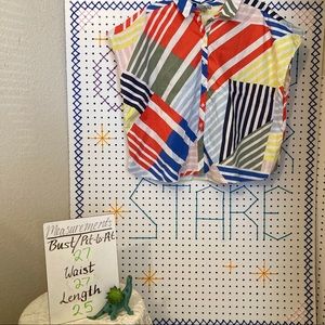 ASOS rainbow geometric print top, Size 14